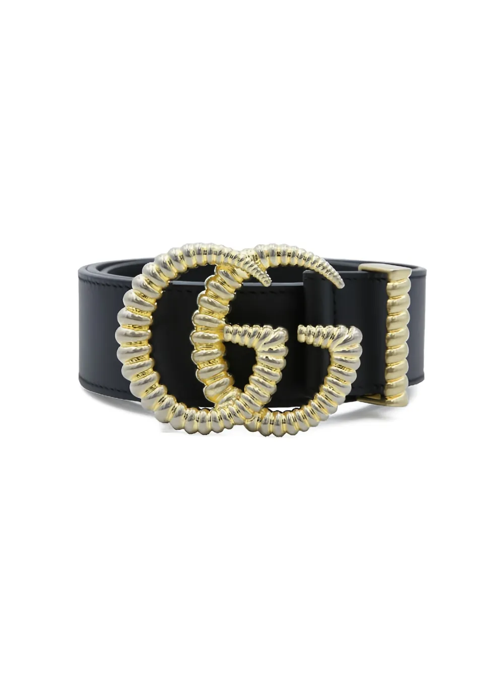 Gucci Ledergürtel Mit Gg Schnalle   Schwarz 