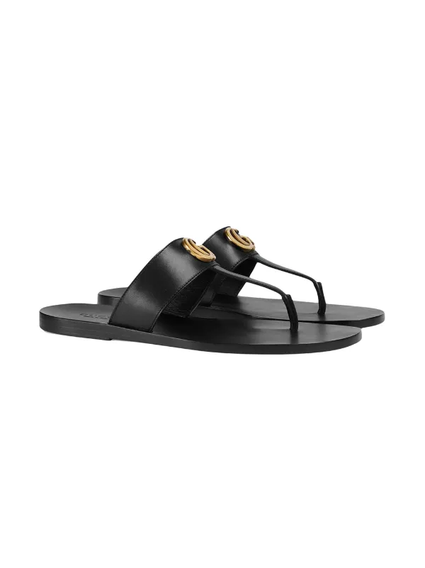 gucci leather thong sandal with double g