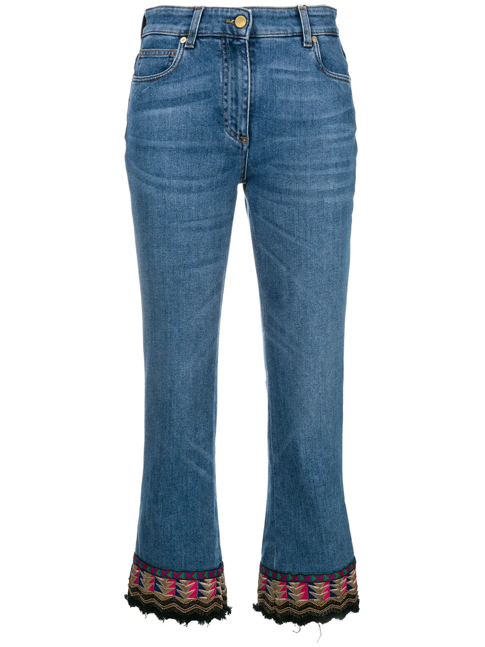 ETRO geborduurde jeans in detail Blauw