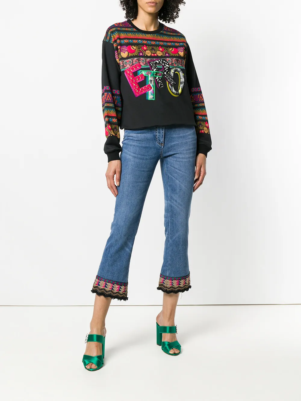 ETRO geborduurde jeans in detail Blauw
