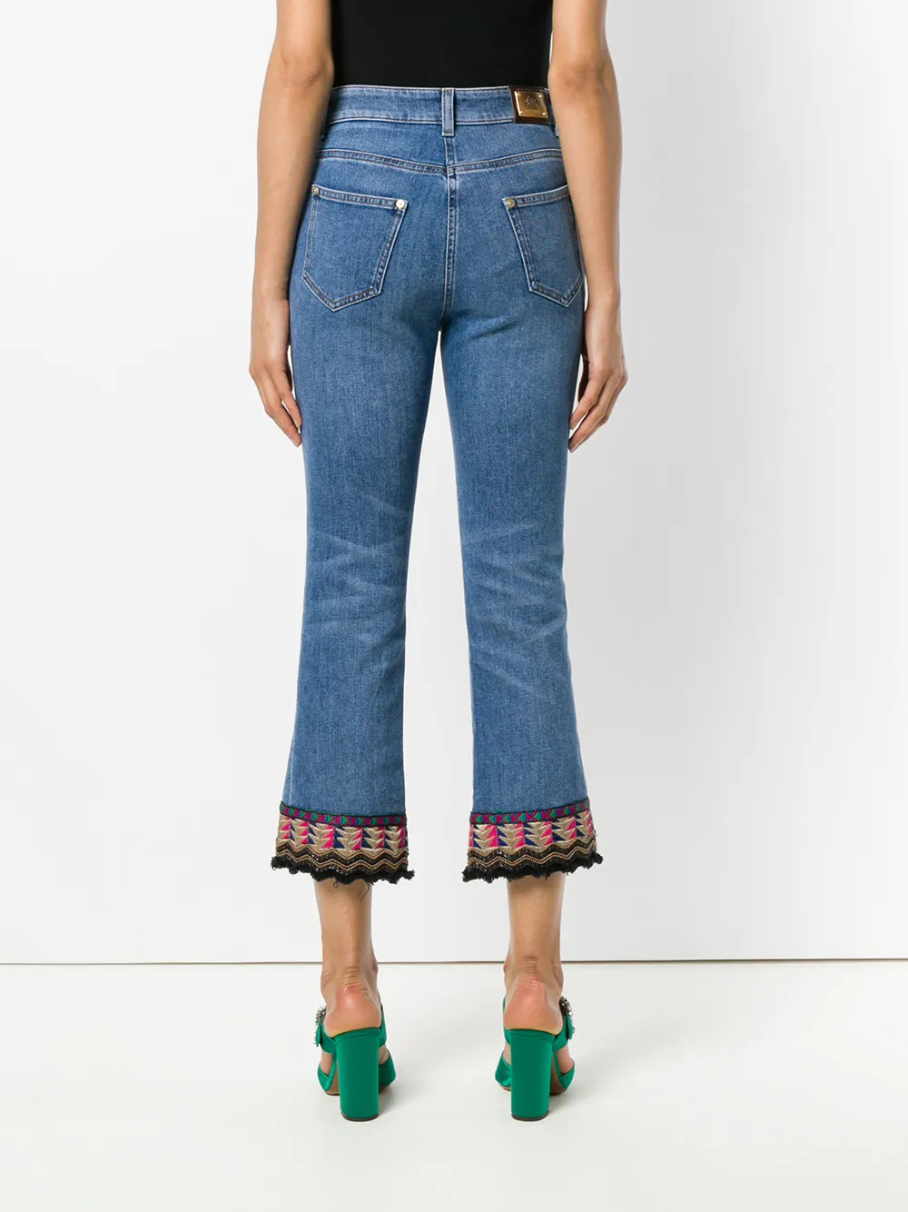 ETRO geborduurde jeans in detail Blauw