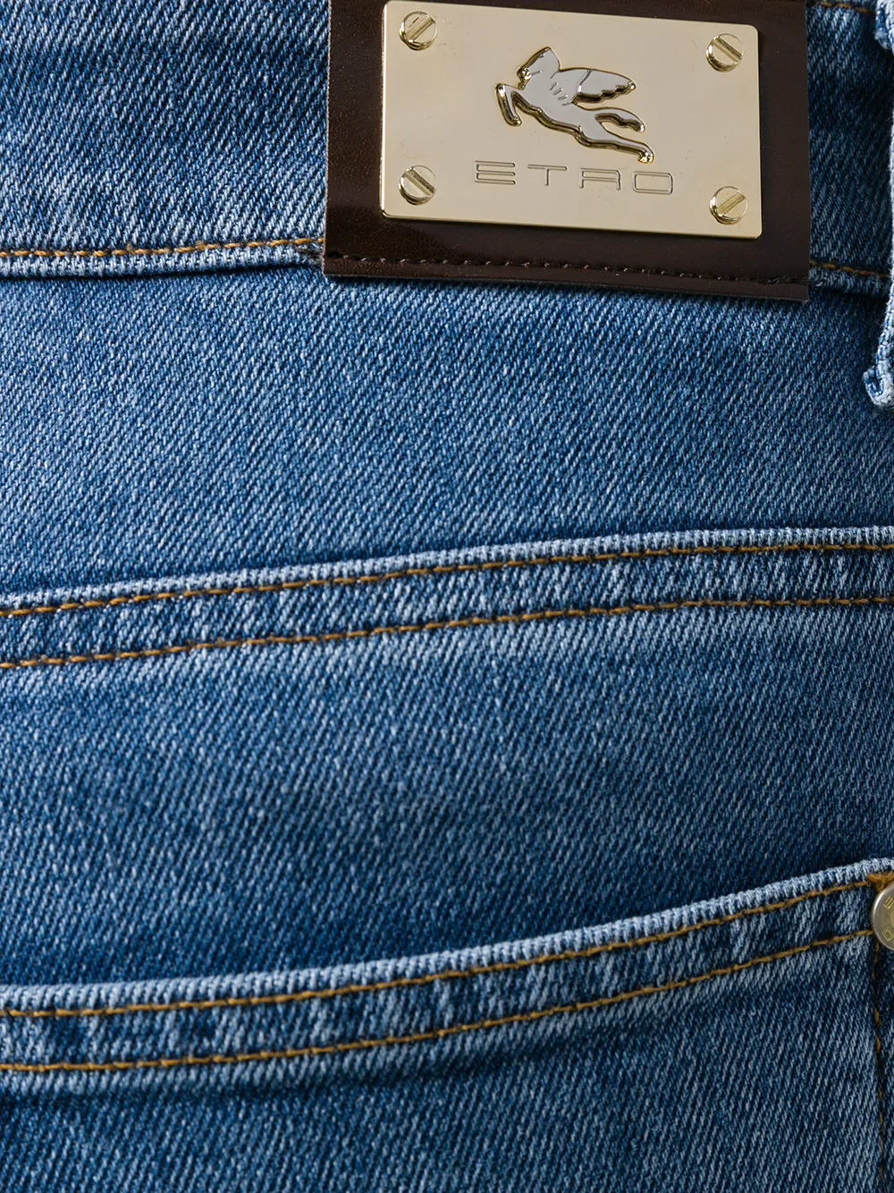 ETRO geborduurde jeans in detail Blauw