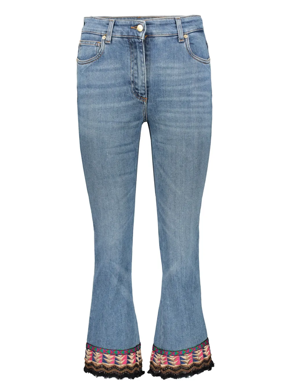 ETRO geborduurde jeans in detail Blauw