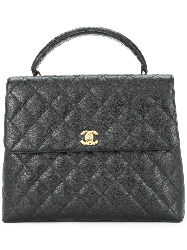 Chanel Pre-owned 2002-2003 Quilted CC Logo Handbag in Black