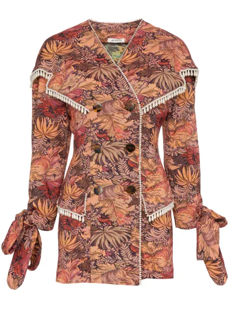 knee length dresses for ladies Blooming Brocade Knit and Floral Tapestry Mini Dress Black & Retro Blue / S