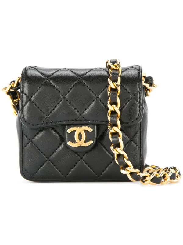 Chanel Pre-owned CC Logo Mini Chain Shoulder Bag in Black
