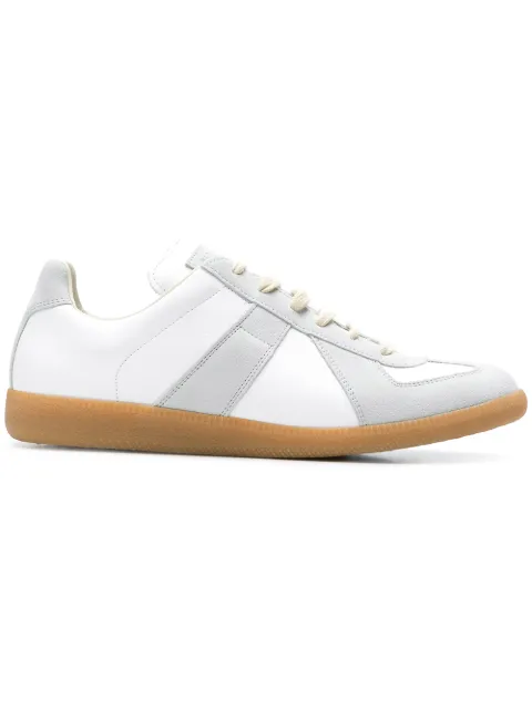Click to view more detailed imagery on our partner's website Maison Margiela Replica Suede-paneled Leather Low-top Sneakers In White