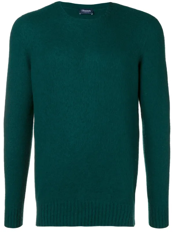 Drumohr Crew Neck Brushed Sweater in Green