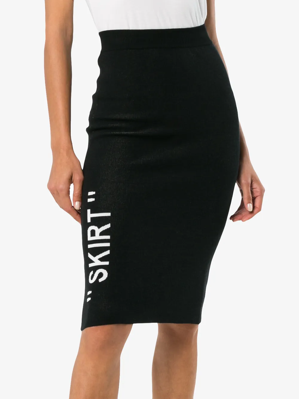  Off White Rock Mit Hohem Bund   Schwarz 