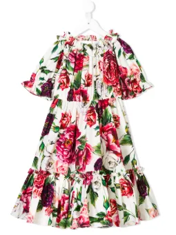 gathered floral dress