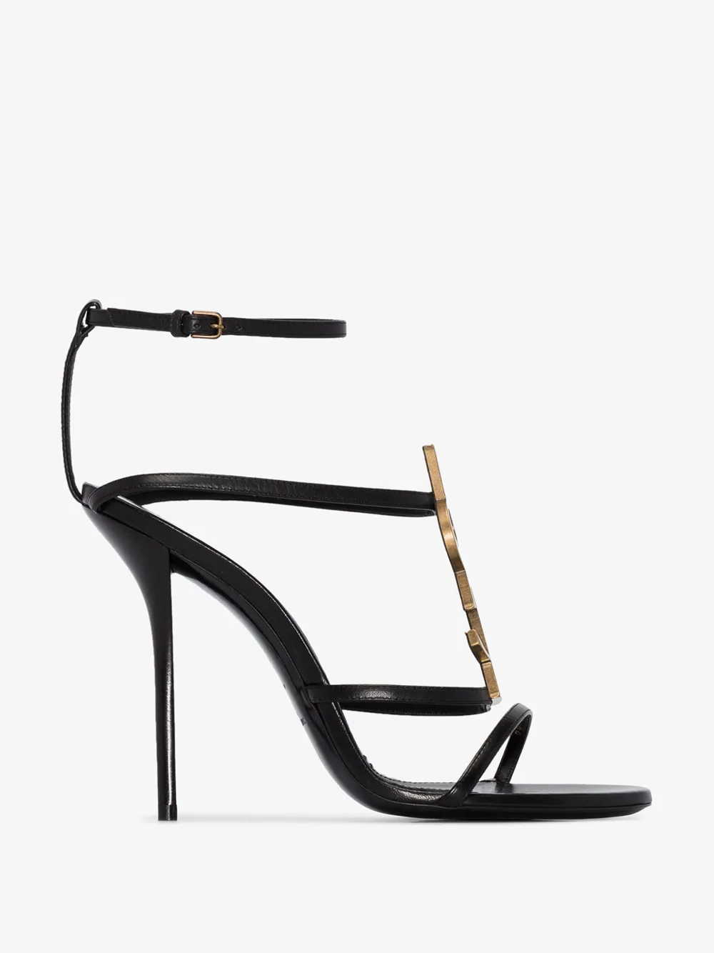 SAINT LAURENT SAINT LAURENT BLACK CASSANDRA 110 LEATHER SANDALS,5296360MUTT13000414