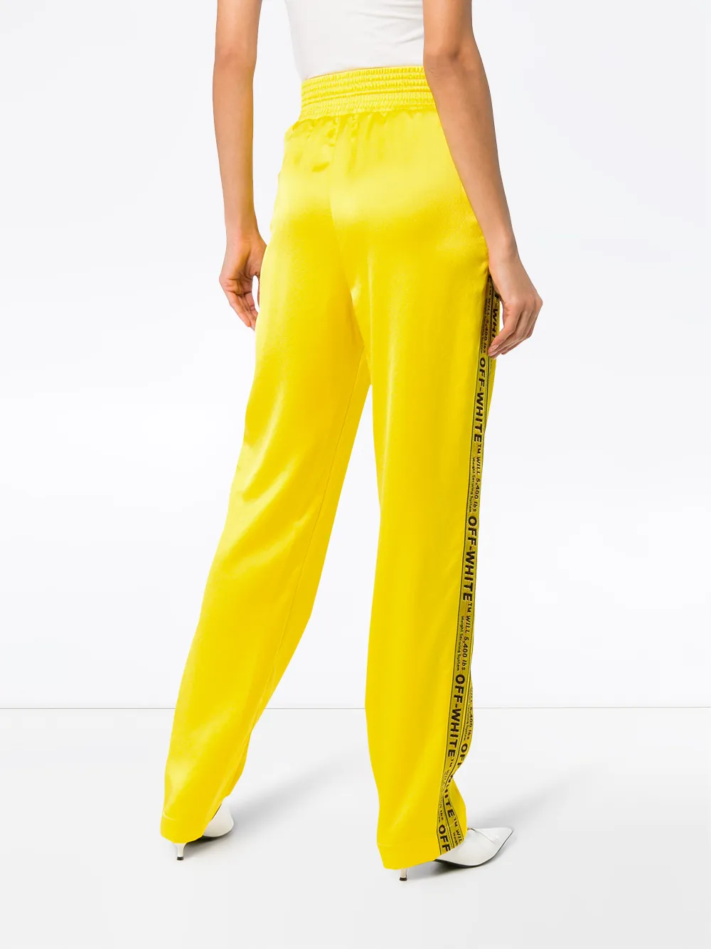 Off-White industrial logo striped track pants Geel