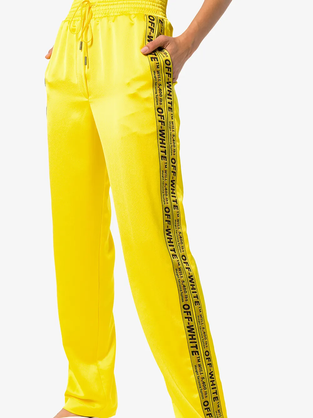 Off-White industrial logo striped track pants Geel