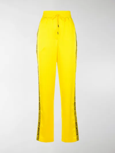 off white yellow stripe pants