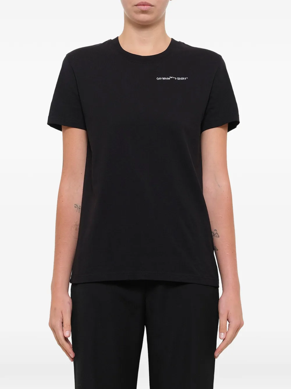 Off-White T-shirt con logo ricamato - Nero