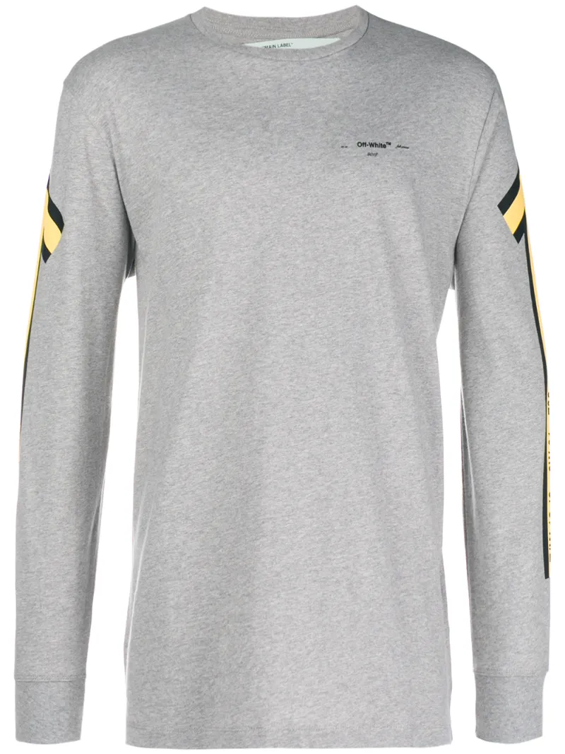 Off-white Grey Cotton Sweatshirt With Yellow Arrows Print. In Grey