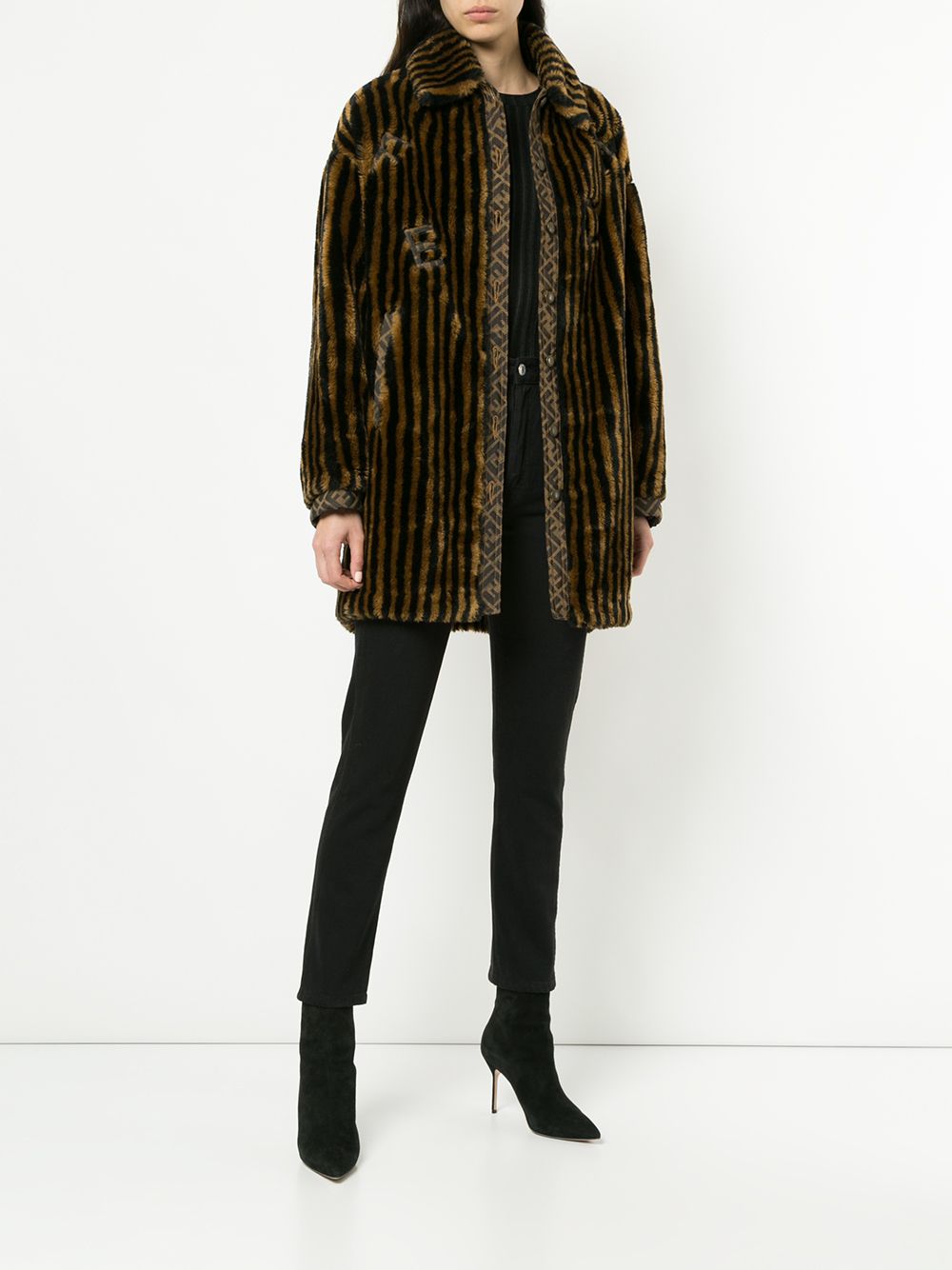 Fendi Pre-Owned Logo Fake Fur Coat - Farfetch