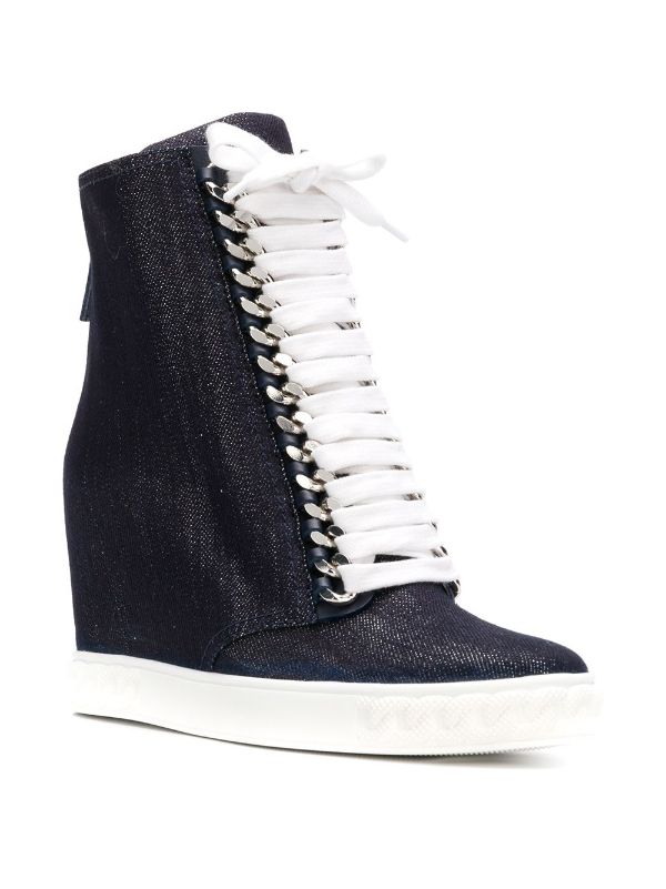 denim wedge sneakers