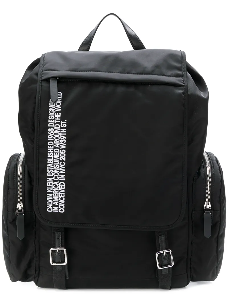 Calvin Klein 205w39nyc Nylon Flap Backpack - Black In Black