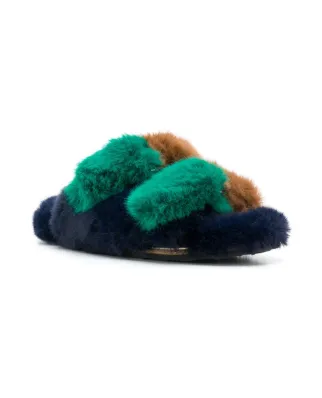 faux fur flat sandals展示图