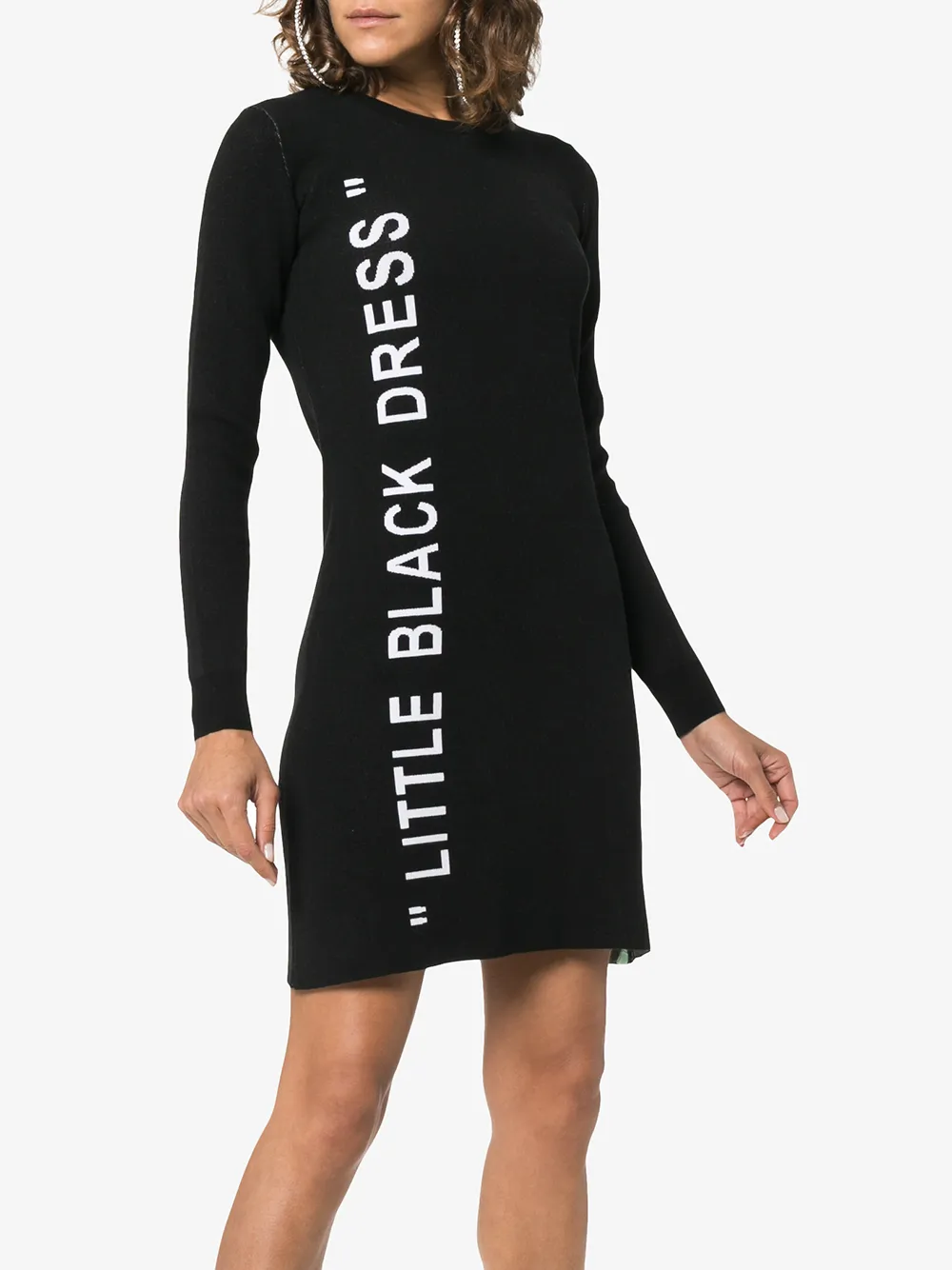  Off White Minikleid Mit Slogan   Schwarz 