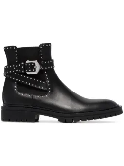 Ankle boot 'Elegant' de couro com tachas