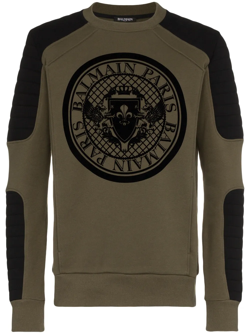 logo printed crew neck cotton sweater