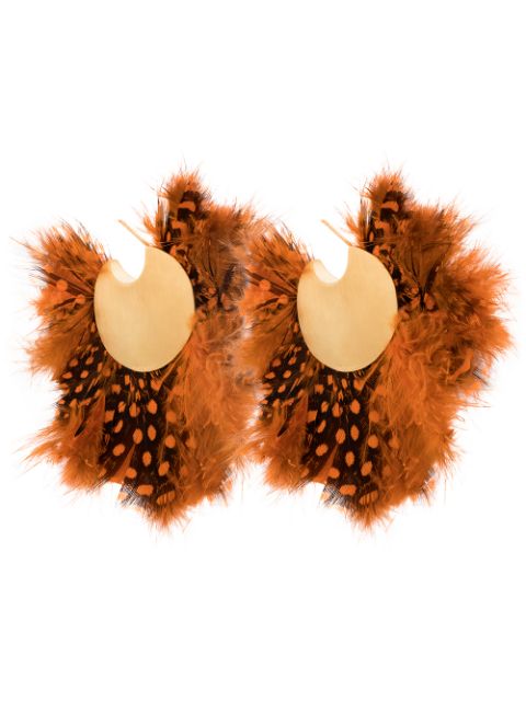 KATERINA MAKRIYIANNI KATERINA MAKRIYIANNI FEATHER HOOP EARRINGS - YELLOW