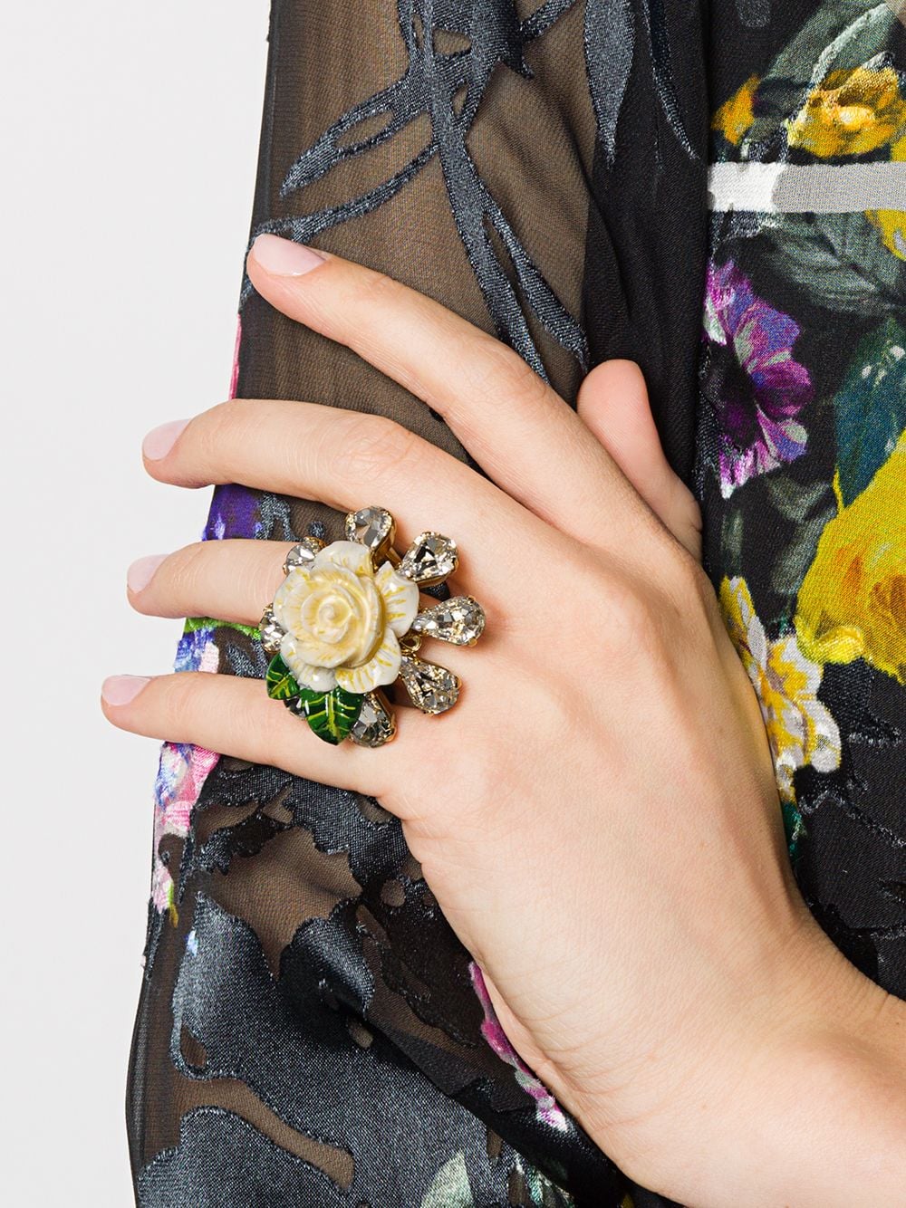 фото Dolce & Gabbana кольцо в форме розы с кристаллами