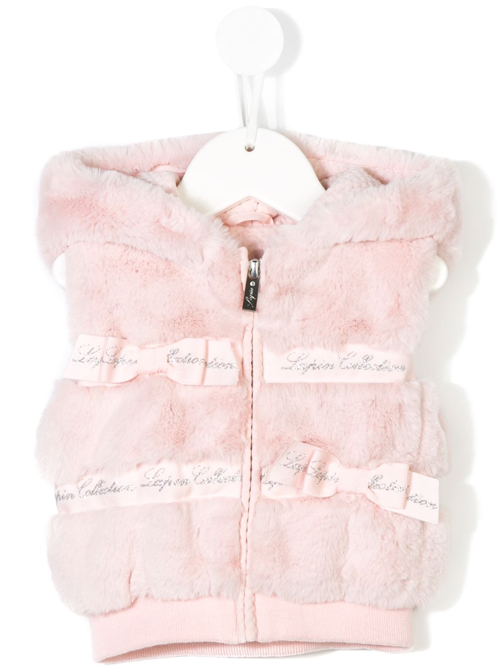 фото Lapin House faux fur logo band detail hooded gilet