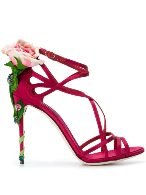 Dolce & Gabbana Sandália 'Keira' de cetim com aplicações