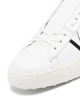 white and black VLTN leather open sneakers展示图