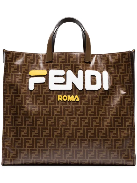 Ping Large Coated Canvas Tote Bag White In Brown