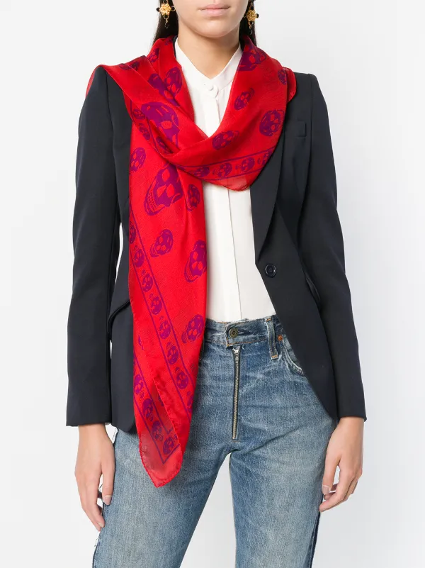 Alexander McQueen Skull Scarf | Red | FARFETCH