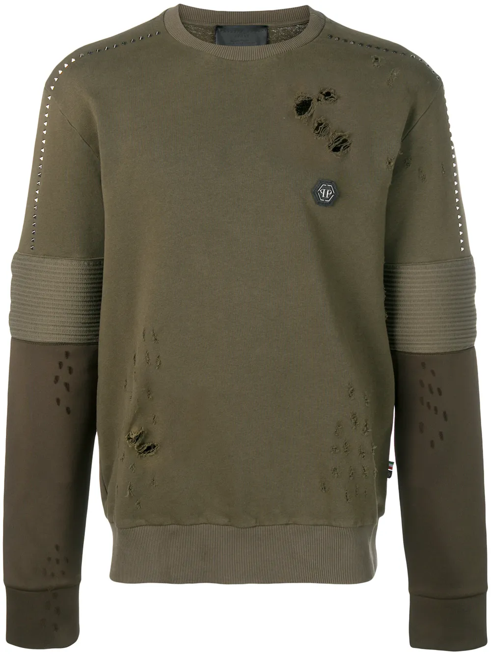 

Philipp Plein distressed biker sweatshirt - Green