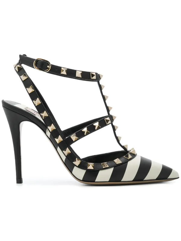 valentino black and white rockstud shoes