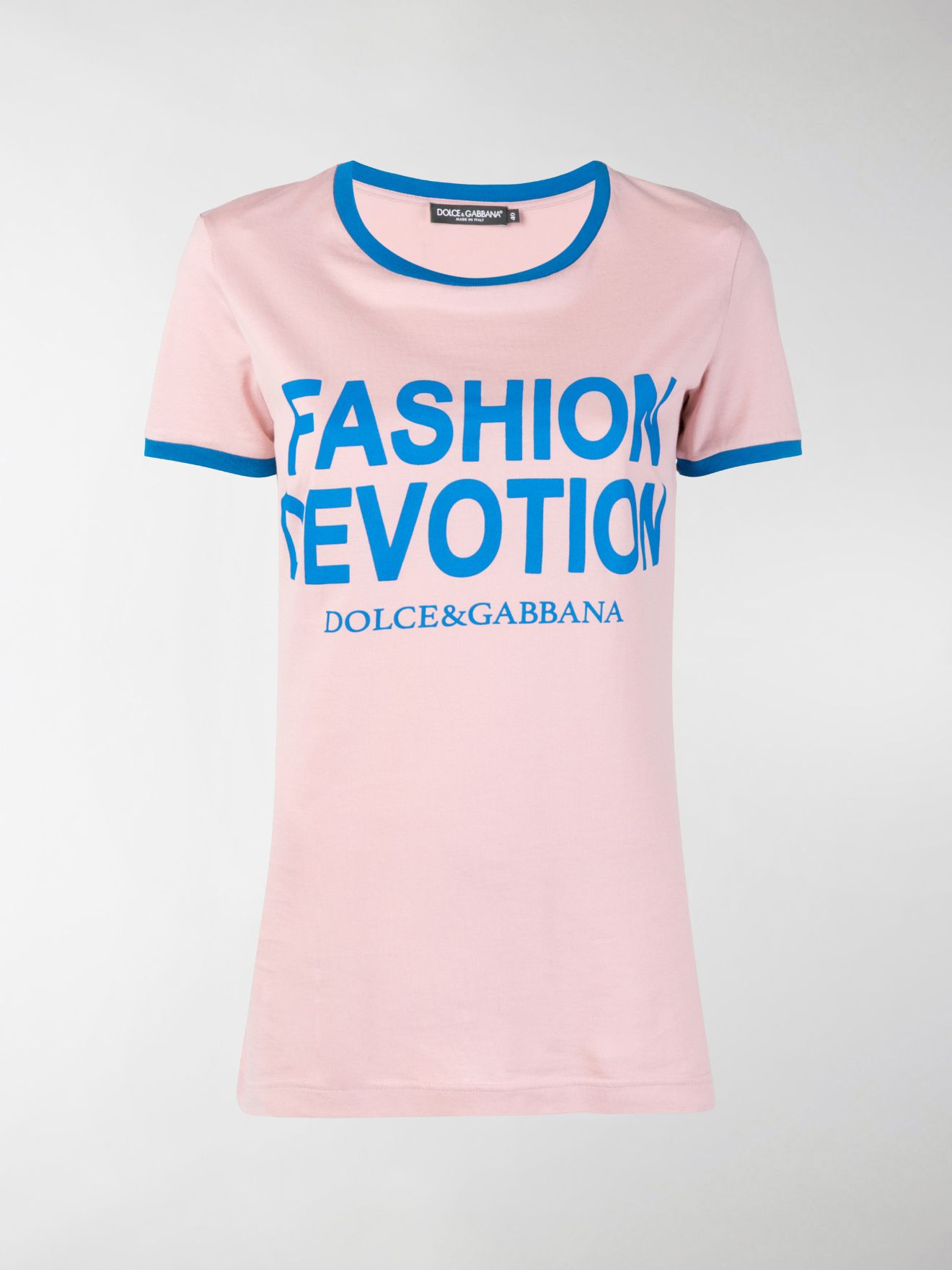 Dolce & Gabbana Fashion Devotion print cotton T-shirt pink | MODES