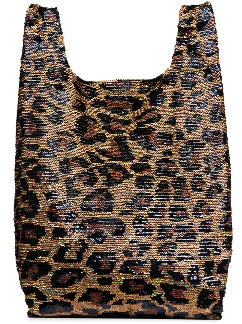 Ashish Black And Brown Classic Leopard Sequin Tote Bag Farfetch