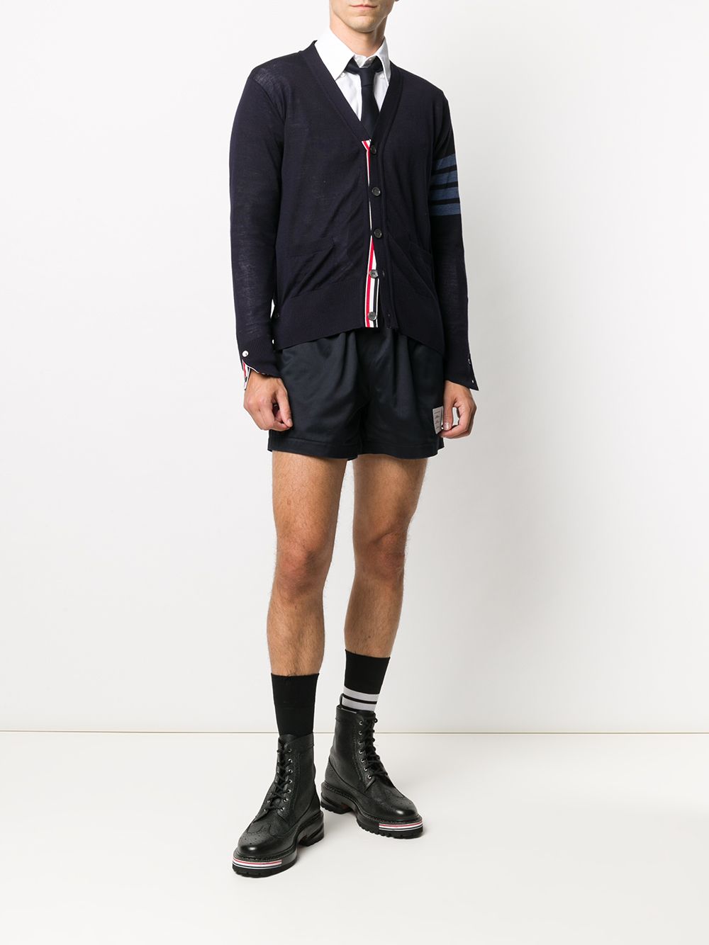 Shop Thom Browne Drawcord Waistband Rugby Shorts In Blue