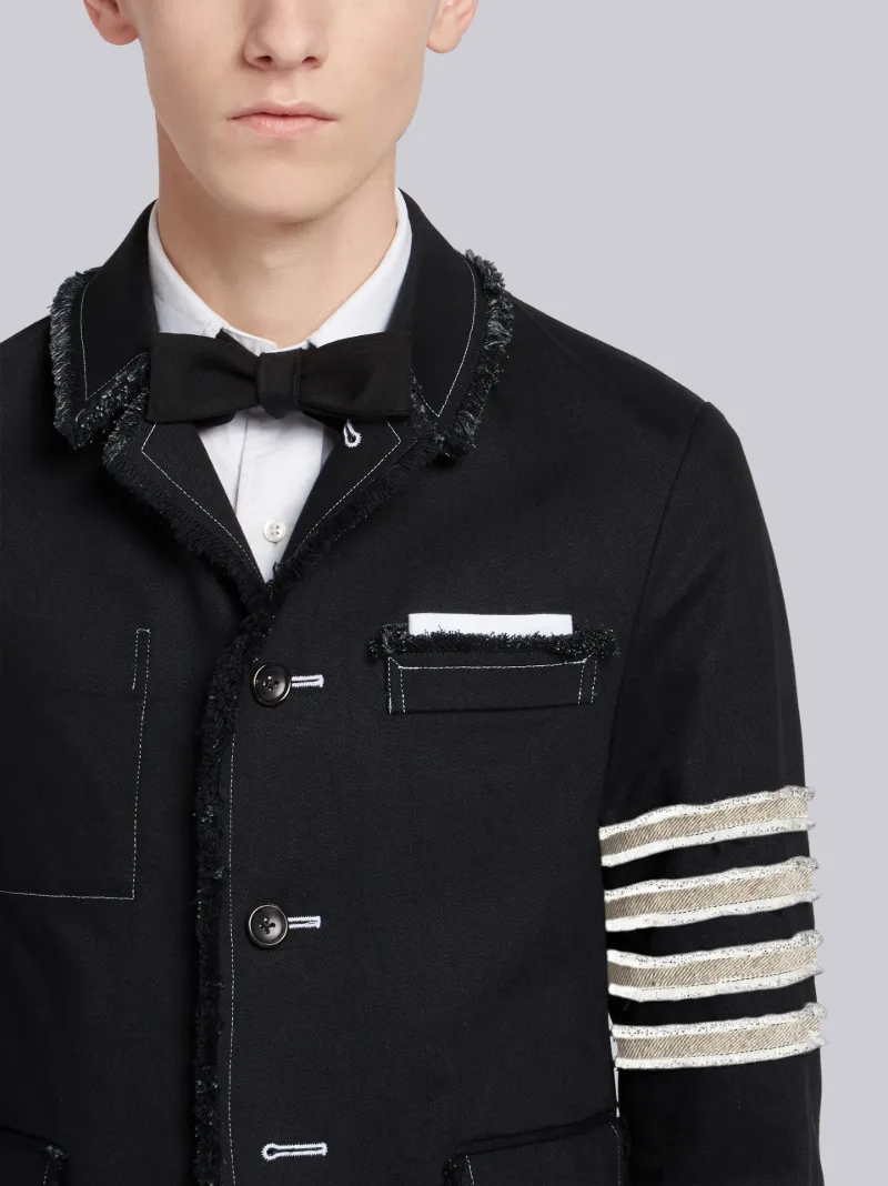 4-Bar Washed Denim Cutaway Jacket 