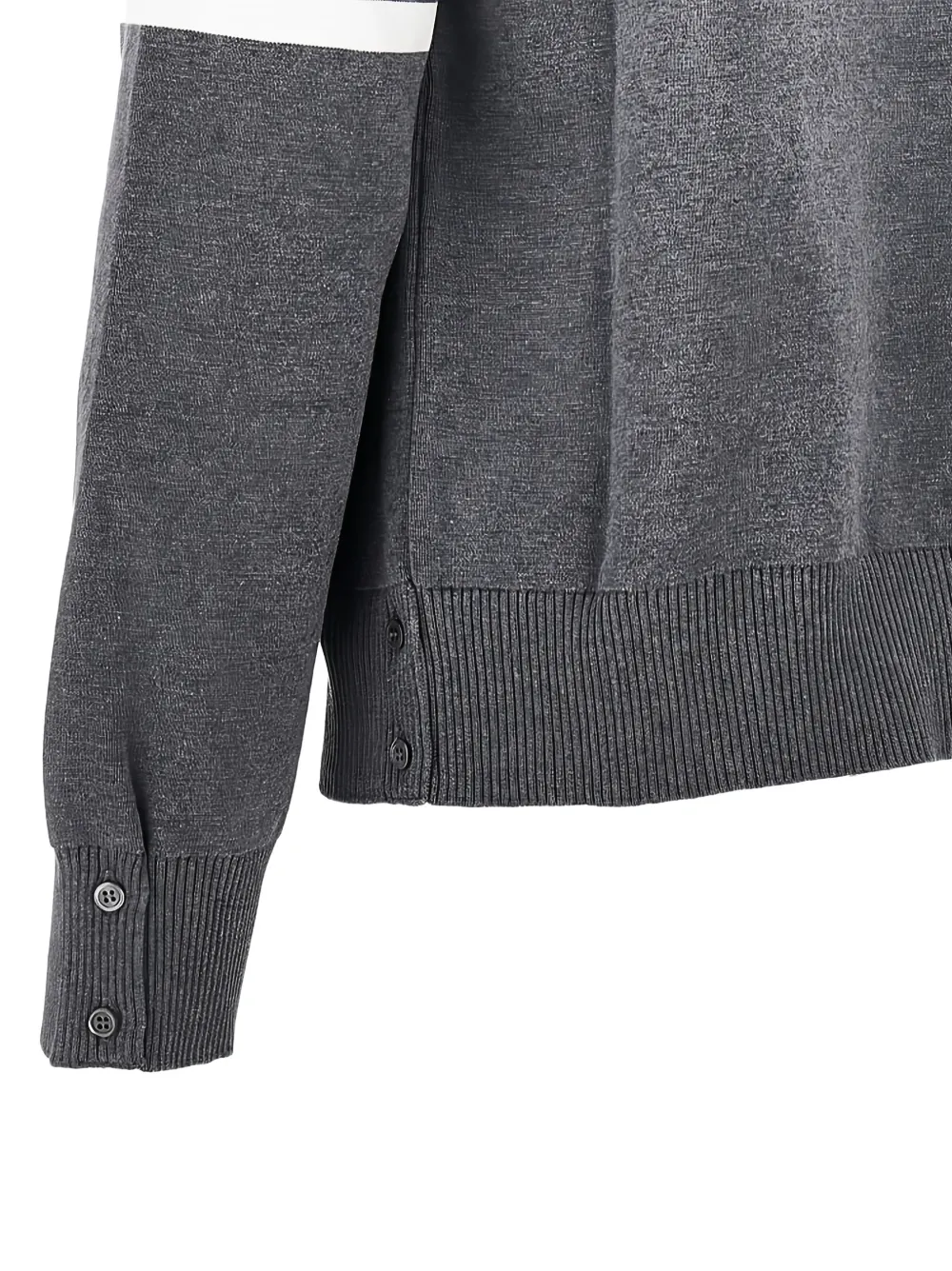 Thom Browne Cotton Crepe V-neck Cardigan in Grey, view 2