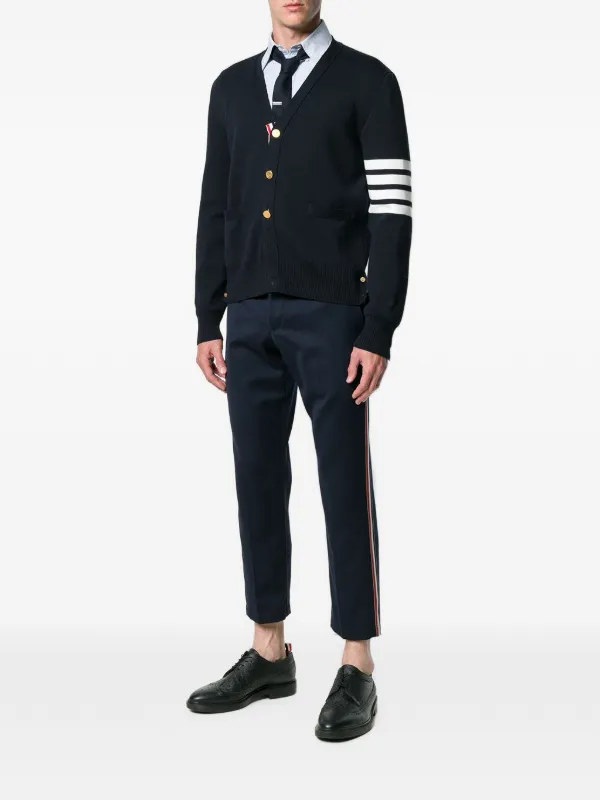 Thom Browne Cotton Crepe V-neck Cardigan | Blue | FARFETCH