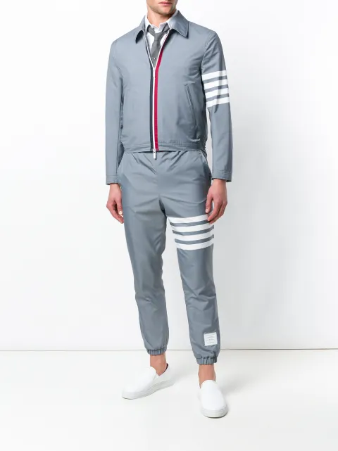 THOM BROWNE STRIPED ZIPPED BOMBER JACKET
