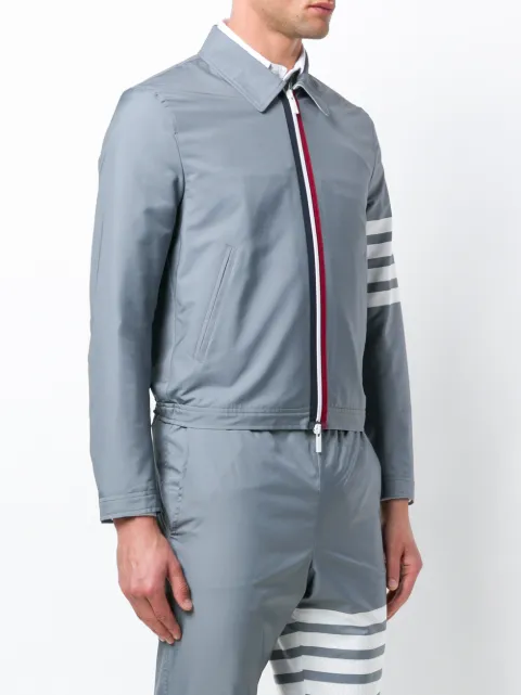 THOM BROWNE STRIPED ZIPPED BOMBER JACKET