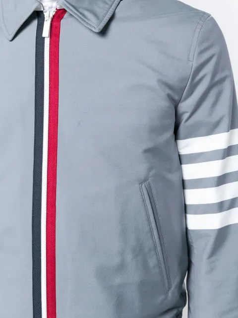 THOM BROWNE STRIPED ZIPPED BOMBER JACKET