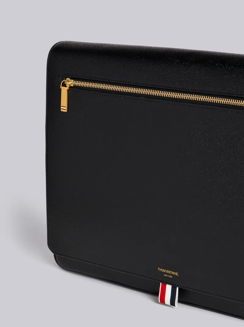 Pebbled Leather Slim Messenger Bag | Thom Browne Official