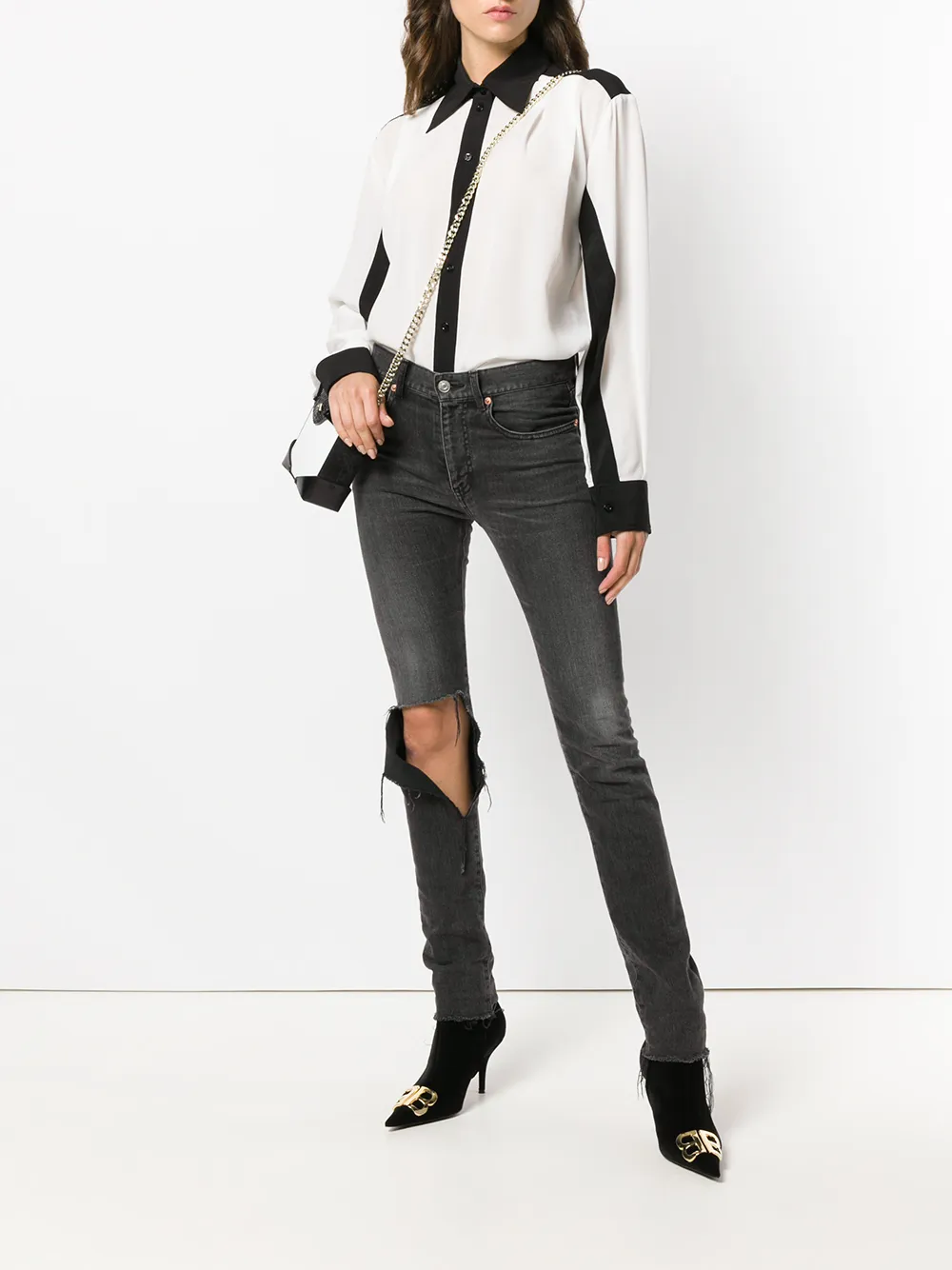 Givenchy contrasterende blouse met lange mouwen - Wit