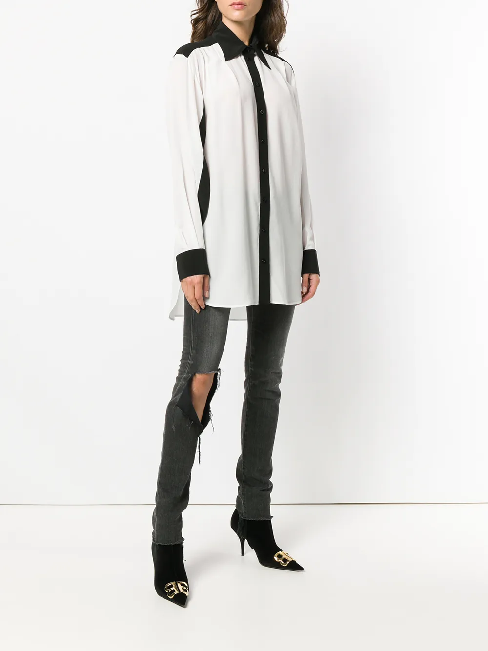 Givenchy contrasterende blouse met lange mouwen Wit