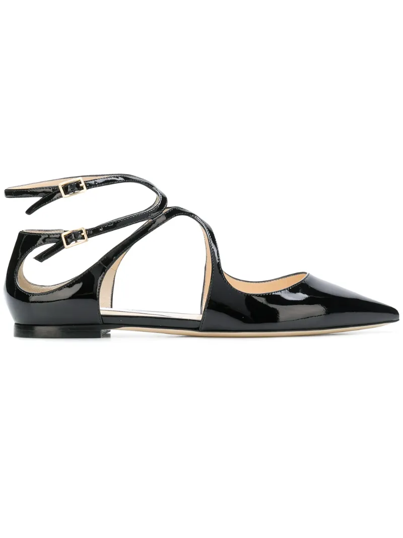 JIMMY CHOO JIMMY CHOO LANCER FLAT BALLERINA SHOES - BLACK