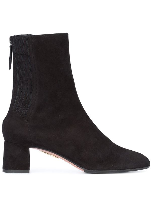 black mid calf block heel boots
